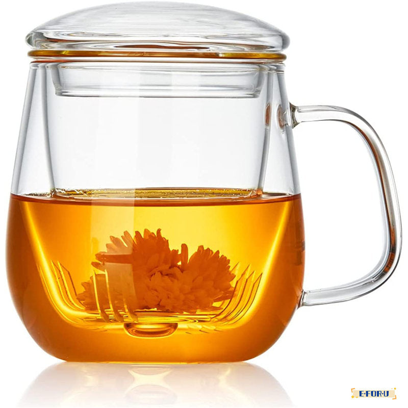 Glass Tea Cup with Infuser and Lid |  | Loose leaves | 250 ml | 1 Piece